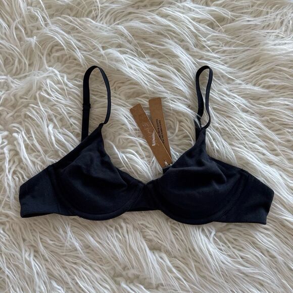 Skims Cotton Jersey T-Shirt Bra Soot Size 34A - Picture 1 of 7